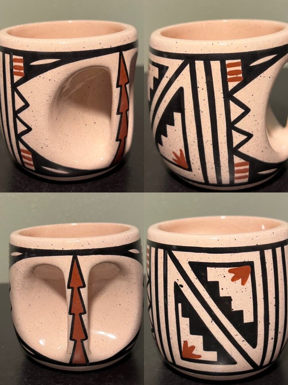 VTG Ute Mountain Tribe Pottery Mug Anthony Hudson Signed 1996 Native American